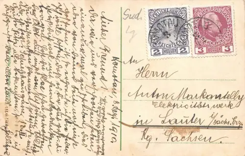 Städtische Parksäle Komotau Postkarte AK 1910
