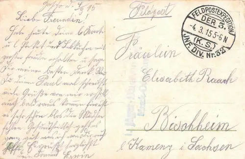 Streifposten überraschen eine französische Trainkolonne Postkarte AK 1915