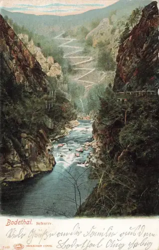 AK Thale Bodethal Blockhalde Schurre Sachsen-Anhalt 1903 gelaufen Postkarte