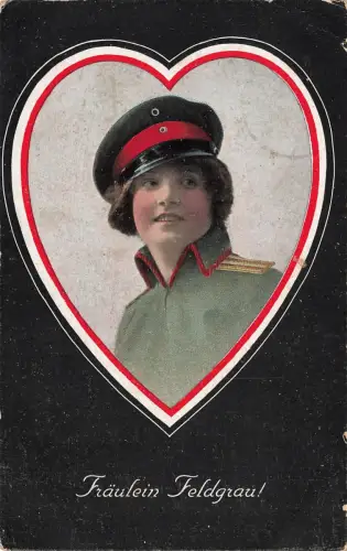 AK 1.WK Fräulein Feldgrau Portrait Uniform 1917 gelaufen Patriotika Postkarte