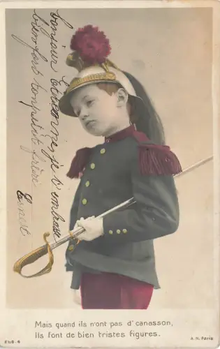 Portrait Kleiner französischer Gardesoldat Postkarte AK 1904