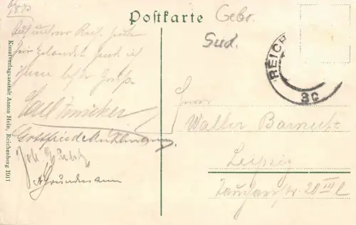 Altstädter Platz mit Rathaus von rückwärts Reichenberg Sudetenland Postkarte