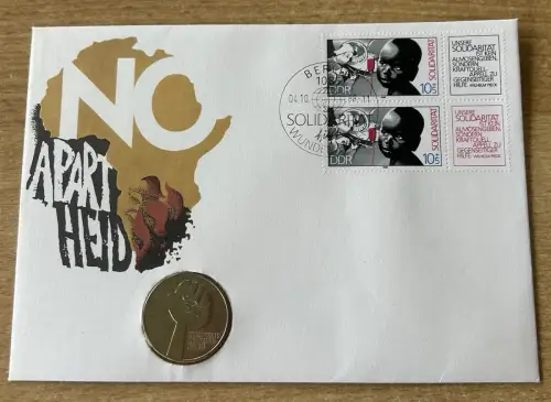 Numisbrief Solidarität mit 5 Mark DDR Antiapartheid 1978