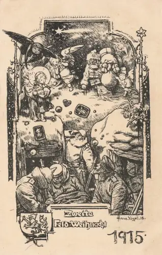 Zweite Feld Weihnacht 1915 Künstlerkarte Patriotika Postkarte AK