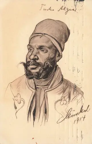 Portrait Turko aus Algier 1914 Rot Kreuz Patriotika Postkarte AK 1915