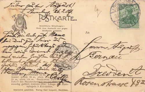 Queistalsperre bei Marklissa Isergebirge Schlesien Postkarte AK 1907