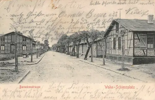 Wahn - Schiessplatz Barackenstrasse Postkarte 1905