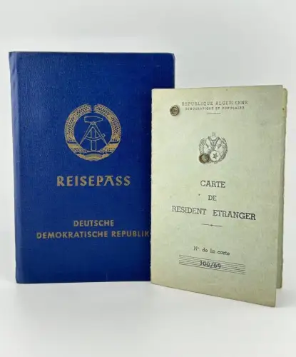 DDR Reisepass Dienstvisa + Aufenthaltskarte, Ausbilder in Algerien Tadmaït 1969