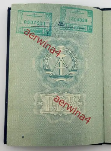 DDR Reisepass Dienstvisa + Aufenthaltskarte, Ausbilder in Algerien Tadmaït 1969