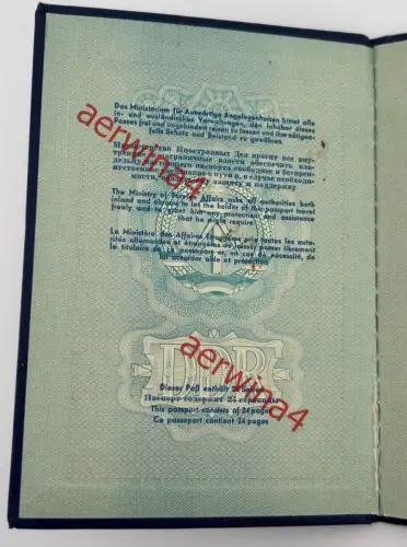 DDR Reisepass Dienstvisa + Aufenthaltskarte, Ausbilder in Algerien Tadmaït 1969