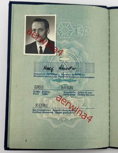 DDR Reisepass Dienstvisa + Aufenthaltskarte, Ausbilder in Algerien Tadmaït 1969