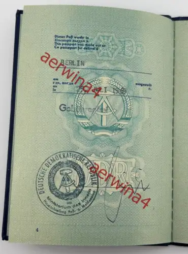 DDR Reisepass Dienstvisa + Aufenthaltskarte, Ausbilder in Algerien Tadmaït 1969