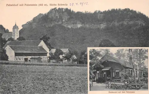 Restaurant auf dem Pabststein Pabstdorf Sächsische Schweiz Sachsen Postkarte AK