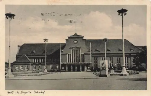 AK Liegnitz Legnica Bahnhof Schlesien 1943 gelaufen Postkarte