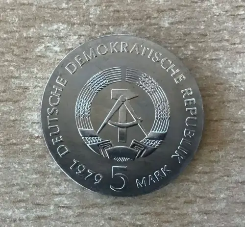 DDR 5 Mark 1979 Albert Einstein Gedenkmünze