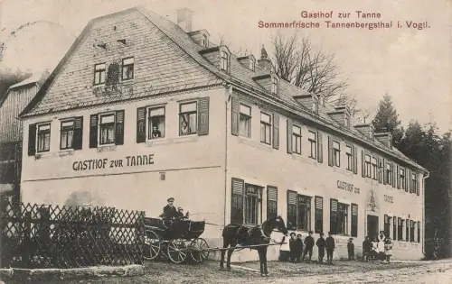 Gasthof zur Tanne in Tannenbergsthal Vogtland Sachsen Postkarte AK 1915
