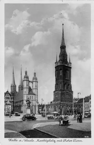 Halle a./Saale Marktplatz mit Roter Turm AK 1940