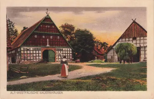 AK Lübbecke Bauernhäuser Nordrhein-Westfalen ungelaufen Postkarte