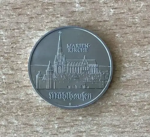 DDR Münze 5 Mark 1989 Mühlhausen Marienkirche