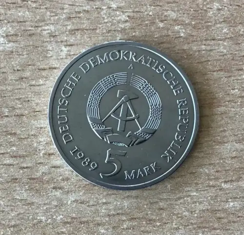 DDR Münze 5 Mark 1989 Mühlhausen Marienkirche