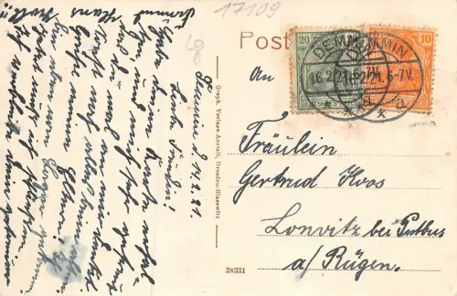 Demmin Total mit Peene Kirche Postkarte AK 1921