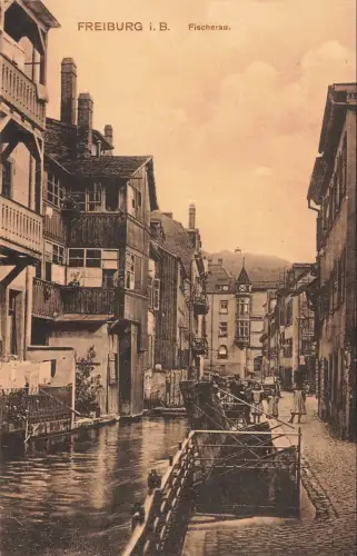 Freiburg i. B. Fischerau Baden-Württemberg Postkarte AK