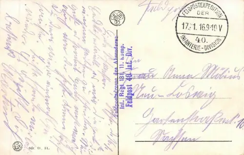 La Bassee Rue de Lille Hospice St. Jean Feldpostkarte AK 1916