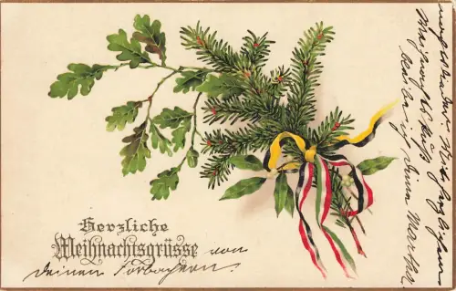 AK 1.WK Herzliche Weihnachtsgrüsse 1915 ungelaufen Patriotika Postkarte