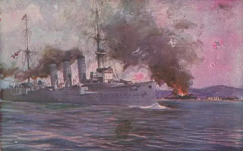 AK 1.WK Kreuzer Emden Golf von Bengalen Madras ungelaufen Patriotika Postkarte