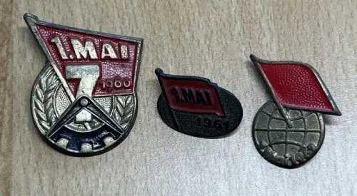 3 Abzeichen 1. Mai 1960 / 1961 / 1962 DDR