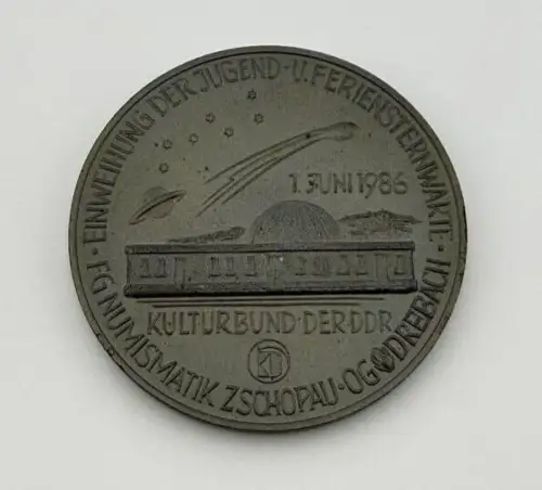 DDR Medaille Einweihung der Sternwarte, 600 Jahre Drebach, Numismatik Zschopau