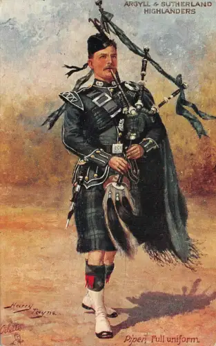 Highlander Sutherland Piper Full Uniform, Britischen Armee AK 1910