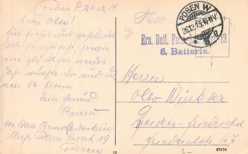 Posen Ansicht Rathaus Feldpostkarte 1915