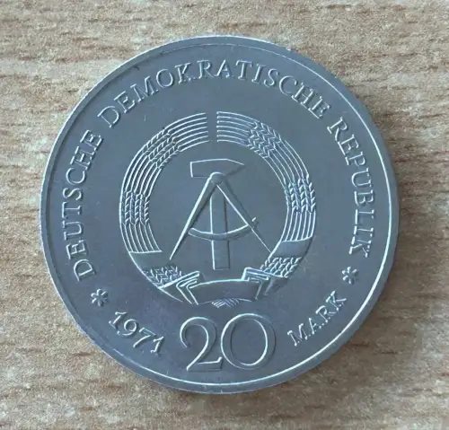 20 Mark 1971 Heinrich Mann DDR Gedenkmünze