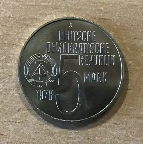 DDR 5 Mark ANTI Apartheid 1978