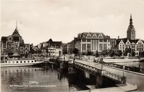 Elbing Am Wasser mit Dampferanlegeplatz Postkarte AK