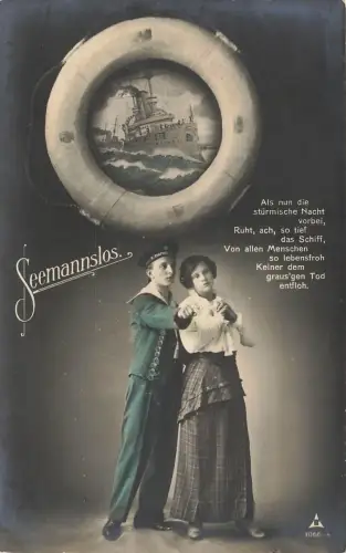 AK Seemannslos Matrose Frau Marine Spruchkarte 1915 gelaufen Patriotika