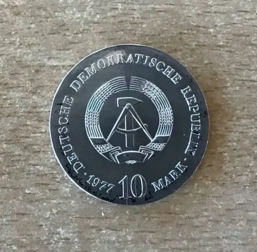 DDR 10 Mark 1977 Magdeburg Otto von Guericke Silber Gedenkmünze