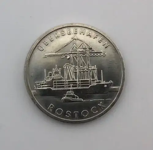 DDR Münze 5 Mark 1988 Überseehafen Rostock