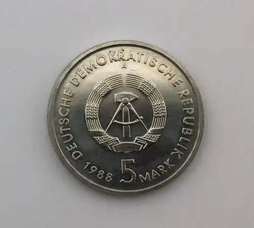 DDR Münze 5 Mark 1988 Überseehafen Rostock