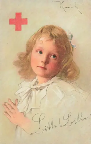 AK 1.WK Mädchen Portrait Rotkreuz ungelaufen Patriotika Postkarte