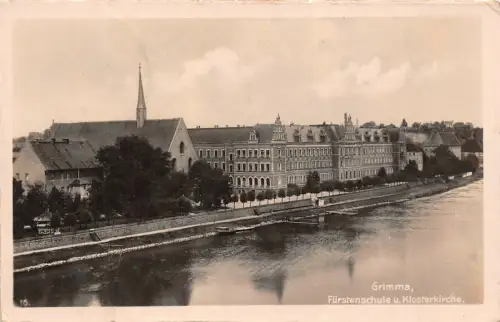 Fürstenschule und Klosterkirche in Grimma Sachsen Postkarte AK 1942
