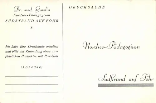 Nordsee-Pädagogium Südstrand auf Föhr Postkarte AK