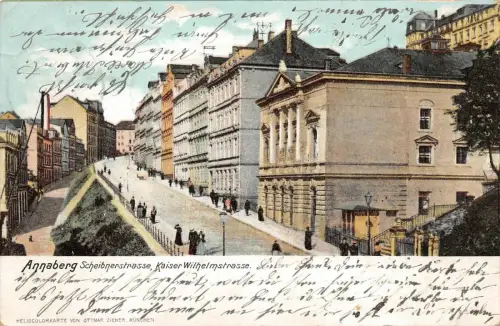Scheibnerstraße und Kaiser Wilhelmstraße in Annaberg Erzgebirge Sachsen AK 1905