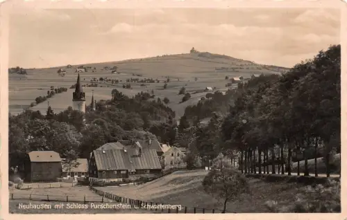 Sommerfrische Neuhausen mit Schloss Purschenstein Sachsen Postkarte AK 1935