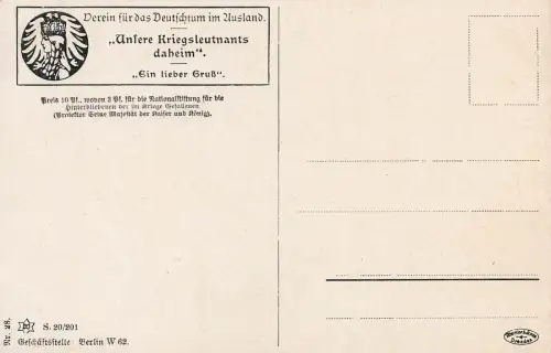 Ein lieber Gruß Unsere Kriegsleutnants daheim Postkarte AK