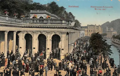 Mühlbrunnen-Kolonnade Karlsbad Böhmen Mähren Postkarte AK 1913