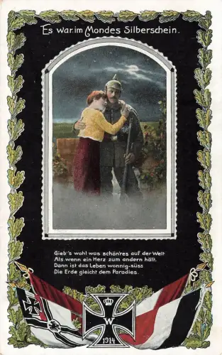 AK 1.WK Mondes Silberschein Soldat Frau EK2 Spruchkarte ungelaufen Patriotika