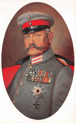 Generalfeldmarschall von Hindenburg Portrait mit EK2 Patriotika Postkarte