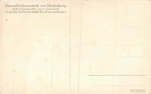 Generalfeldmarschall von Hindenburg Portrait mit EK2 Patriotika Postkarte